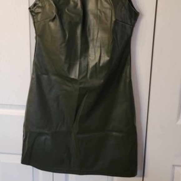 Dark Green Leather Dress size M - Picture 3 of 4